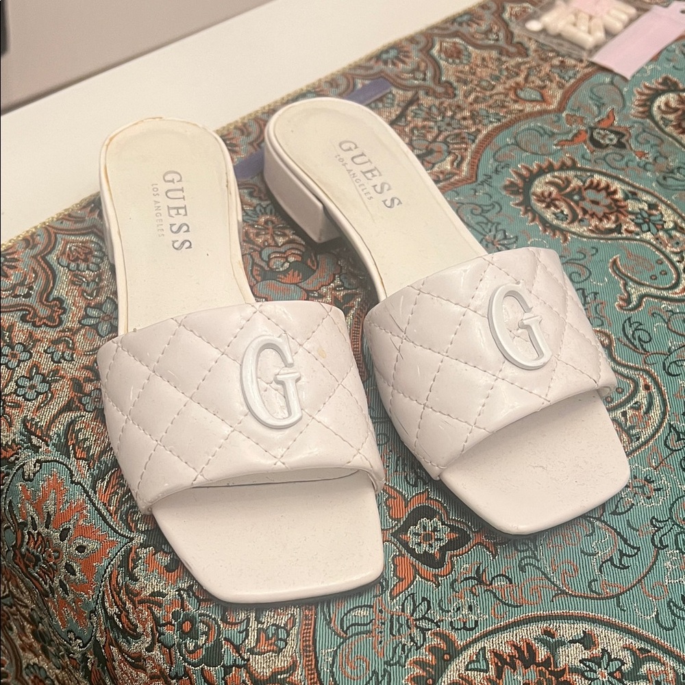 Guess Women's White Quilted Mules